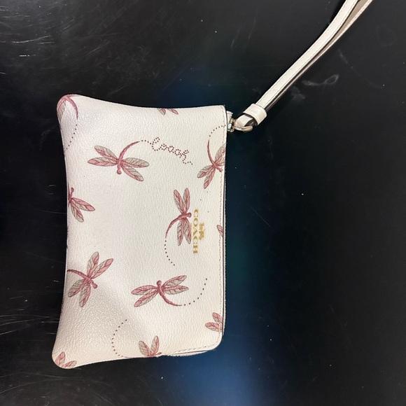 Coach Handbags - Coach White and Pink Dragonfly Wristlet